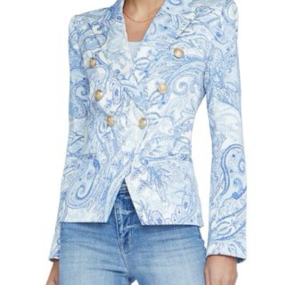 L'AGENCE Blue Paisley Jacket